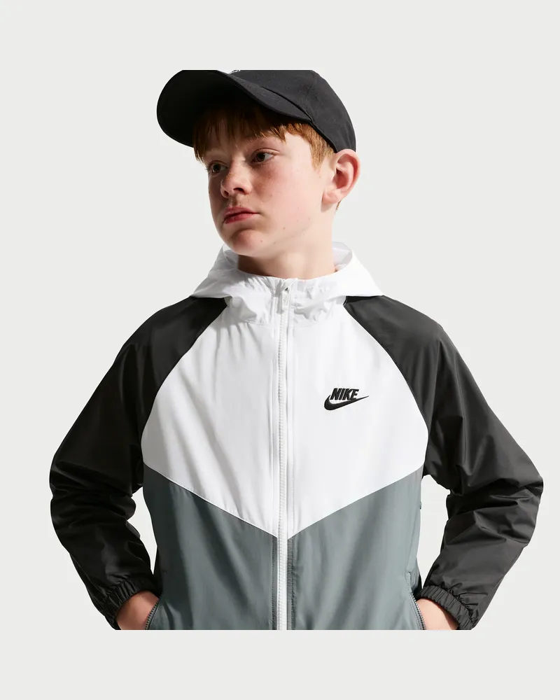 Nike Windrunner Repel-Jacke mit Kapuze für ältere Kinder - Weiß Weiß