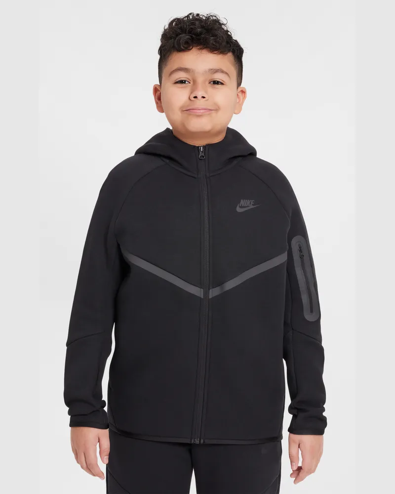 Nike Tech Fleece Hoodie mit durchgehendem Reißverschluss für (ältere Kinder, erweiterte Größe) - Schwarz Schwarz