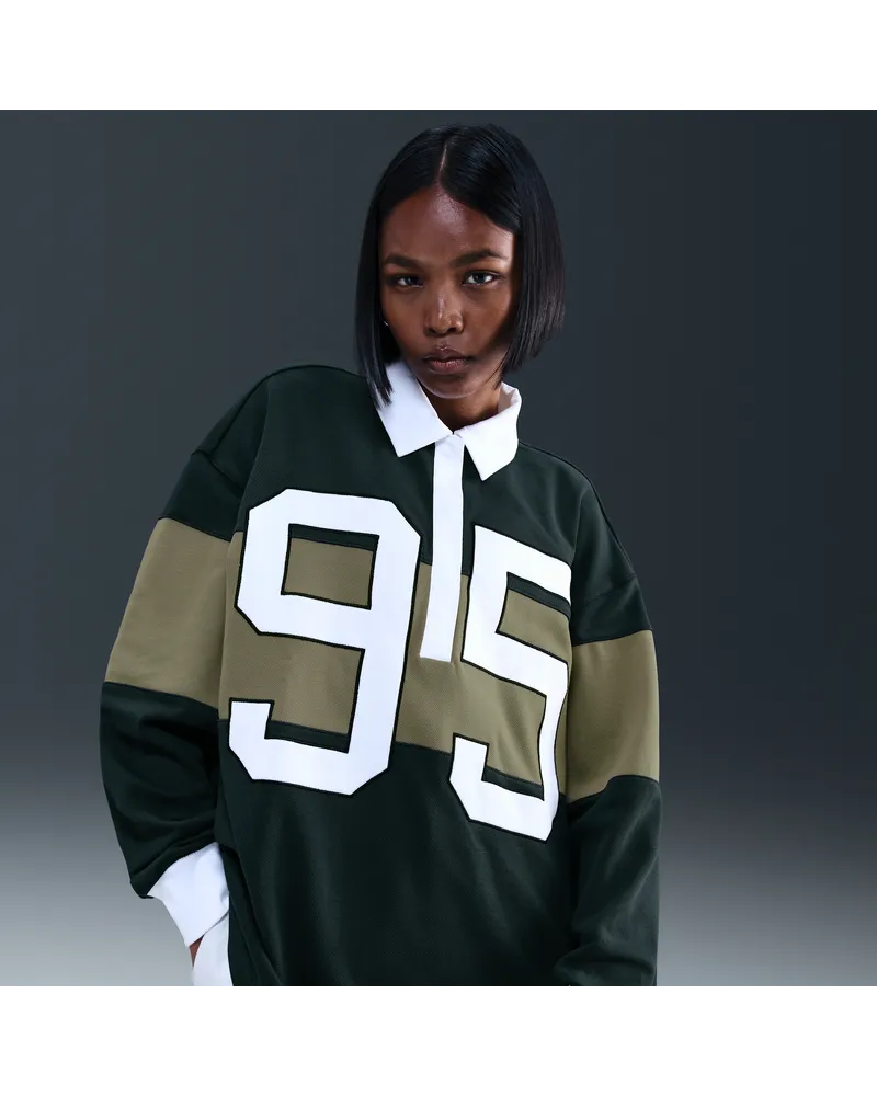 Nike Sportswear Longsleeve-Polo-Oberteil mit Motiv für Damen - Grün Grün