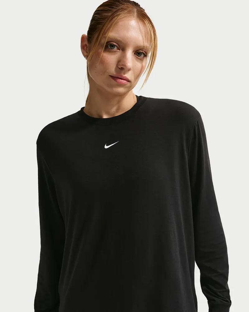 Nike One Relaxed Dri-FIT-Longsleeve für Damen - Schwarz Schwarz