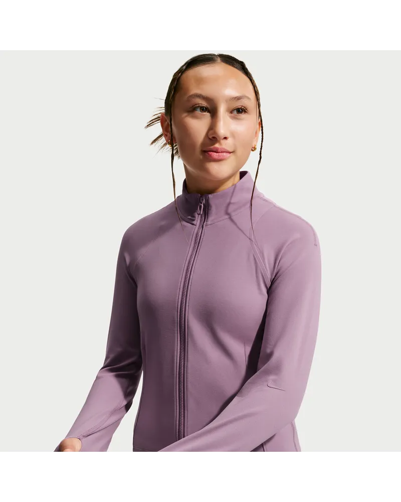 Nike Mavn Dri-FIT figurbetontes Longsleeve mit durchgehendem Reißverschluss (Mädchen) - Lila Lila
