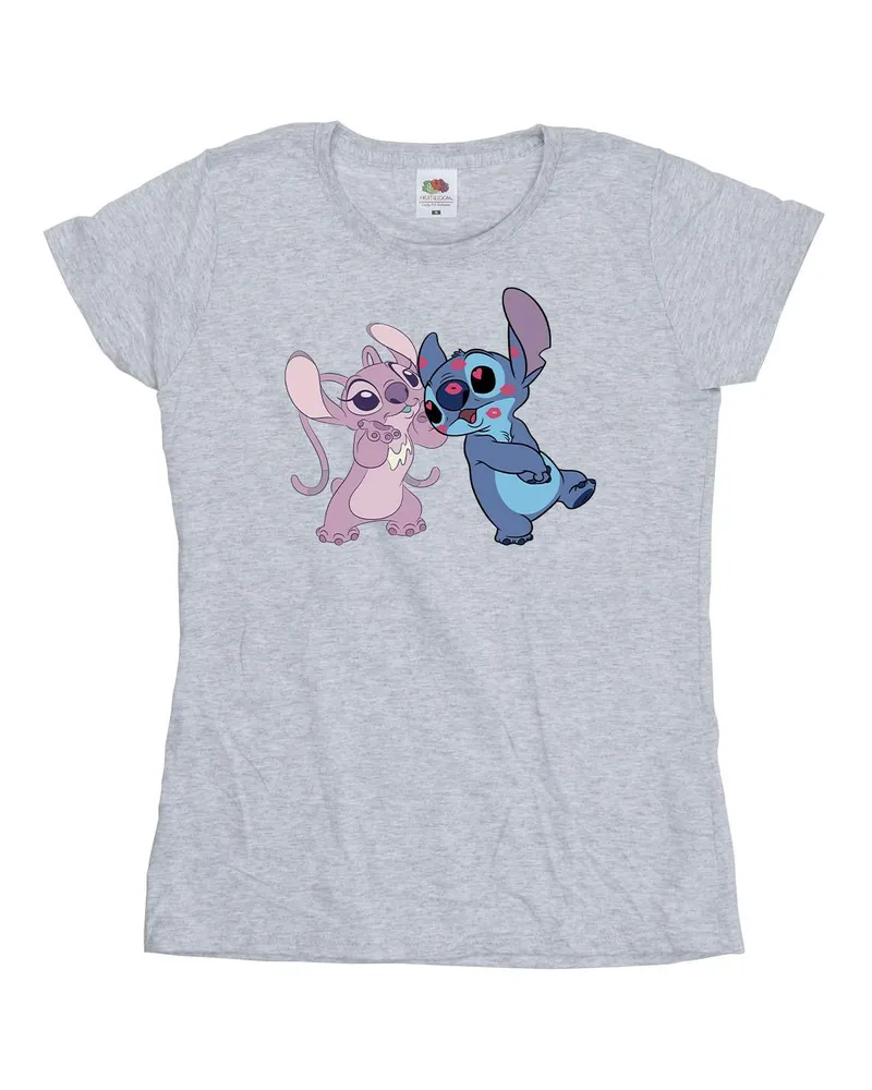 Disney Lilo & Stitch Kisses" T-Shirt für Damen (Grau Hellgrau