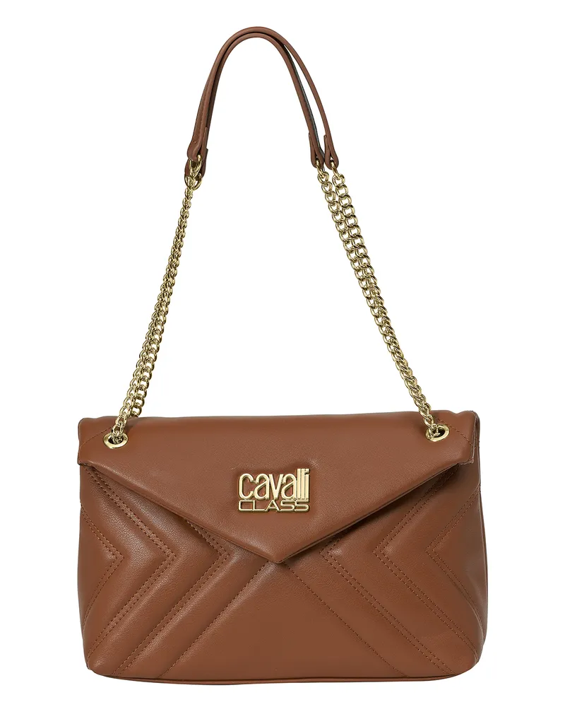 Roberto Cavalli Damen-Schultertasche mit Kettenriemen CCHB0196 Braun