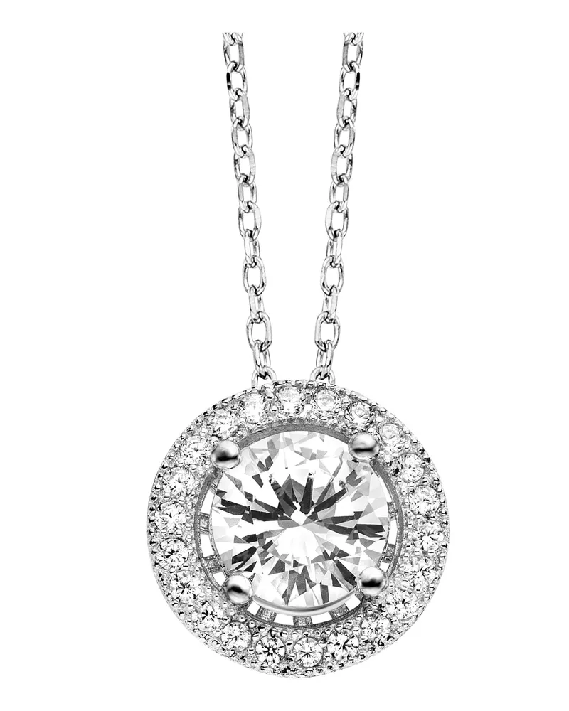 Julie Julsen Anhänger mit Kette 925 Silber rhodiniert Zirkonia weiß Silber