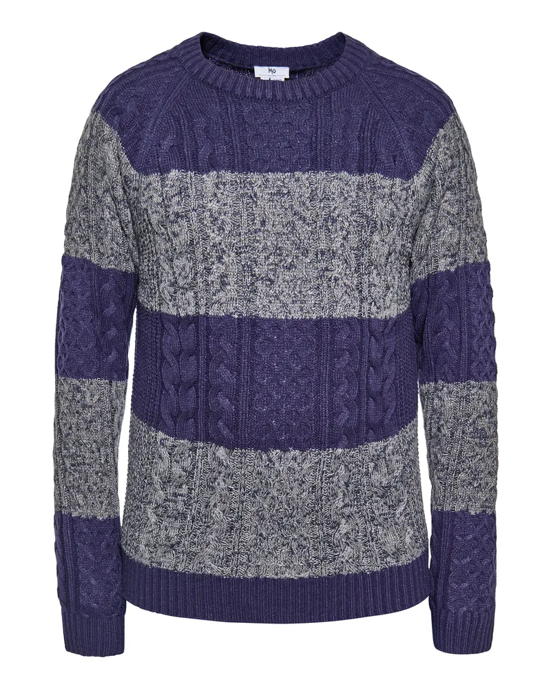 My Mo Strickpullover Herren marinegrau melange Marineblau