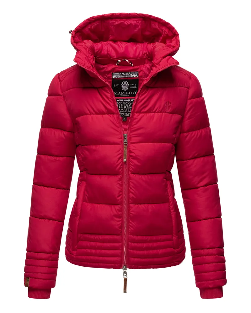 Marikoo Damen Steppjacke mit abnehmbarer Kapuze & 2-Wege-Reißverschluss Rot