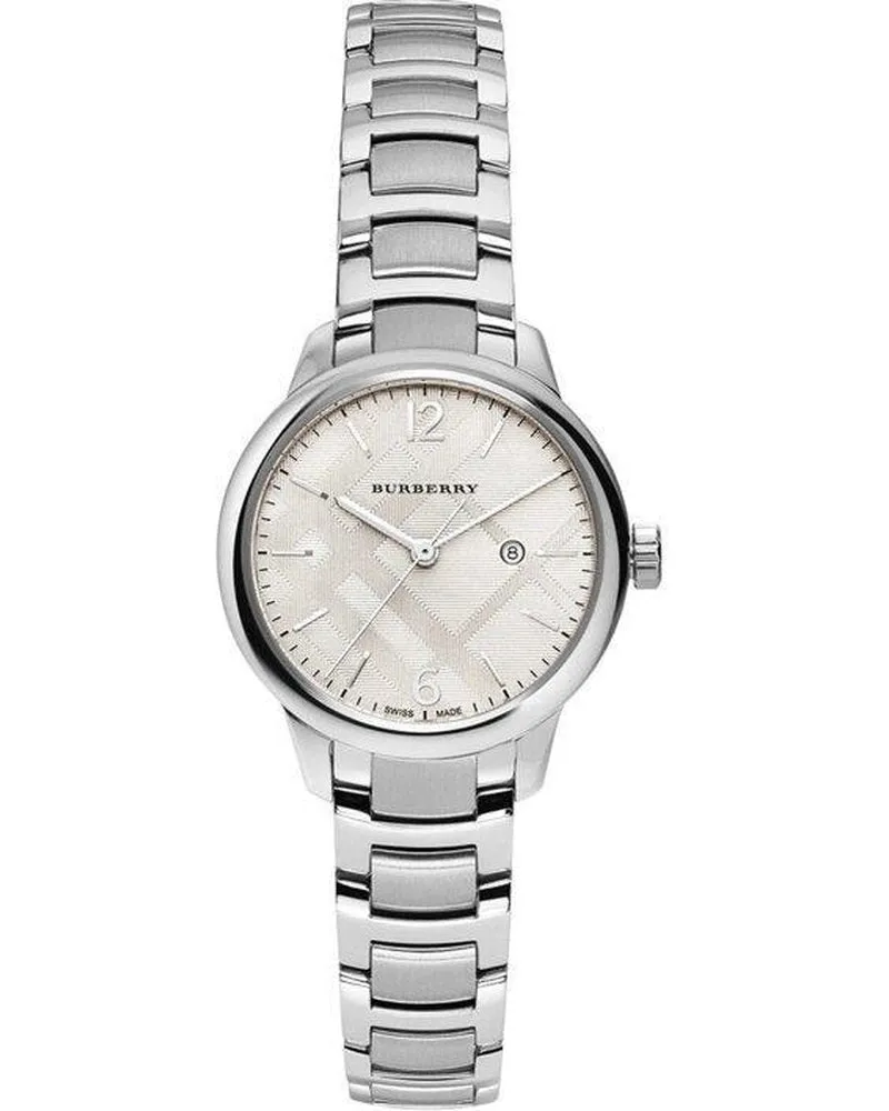 Burberry BU10108 Klassische Damenuhr mit 32-mm-Edelstahlgehäuse Silber