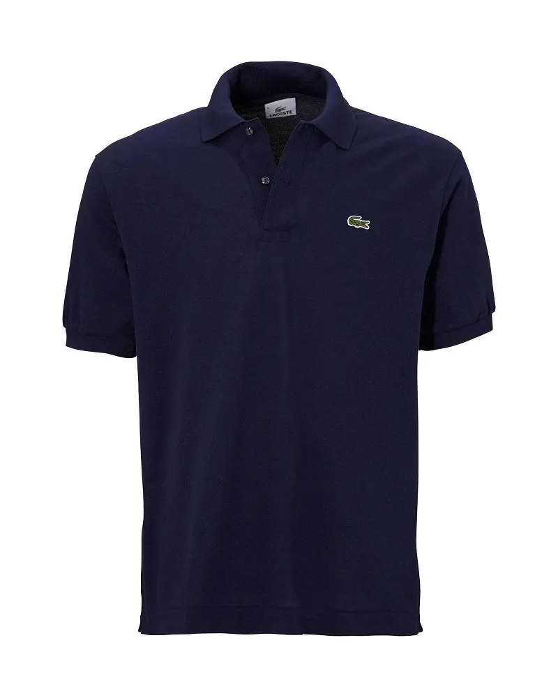 Lacoste Bequemes Kurzarmhemd mit Polokragen, Knopfleiste und Logoplakette in normaler Passform Blau