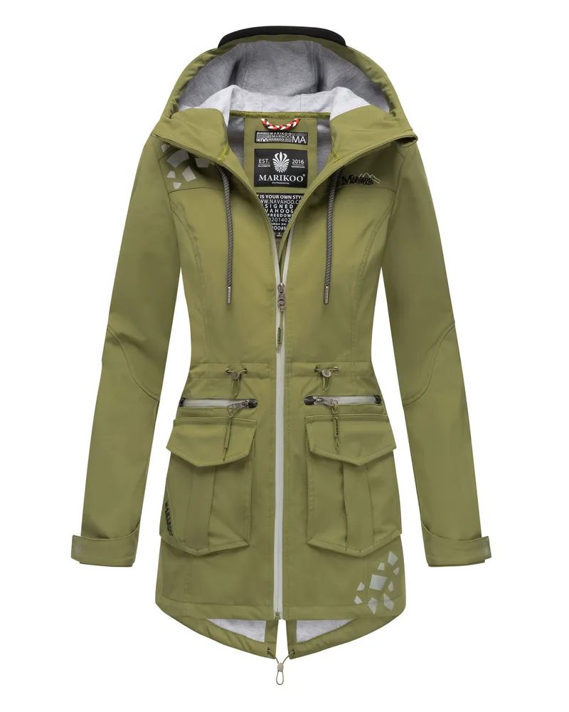 Marikoo Damen Softshelljacke – Ulissaa mit Kapuze & Reflektoren Grün