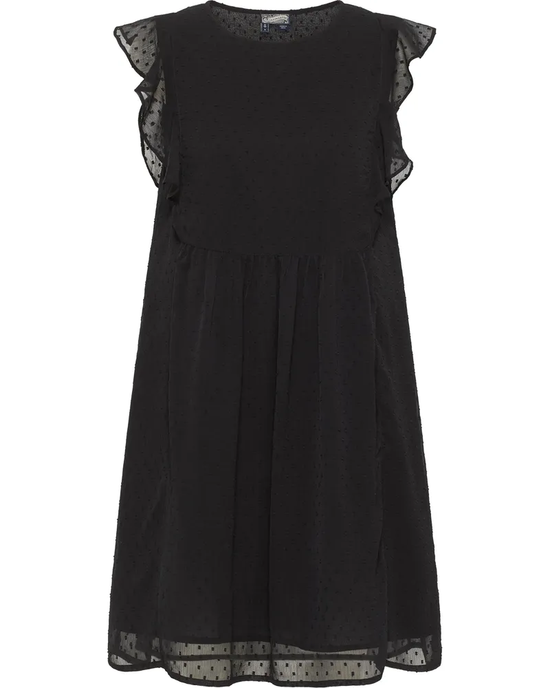 DreiMaster Midikleid mit Rüschen Damen SCHWARZ Schwarz