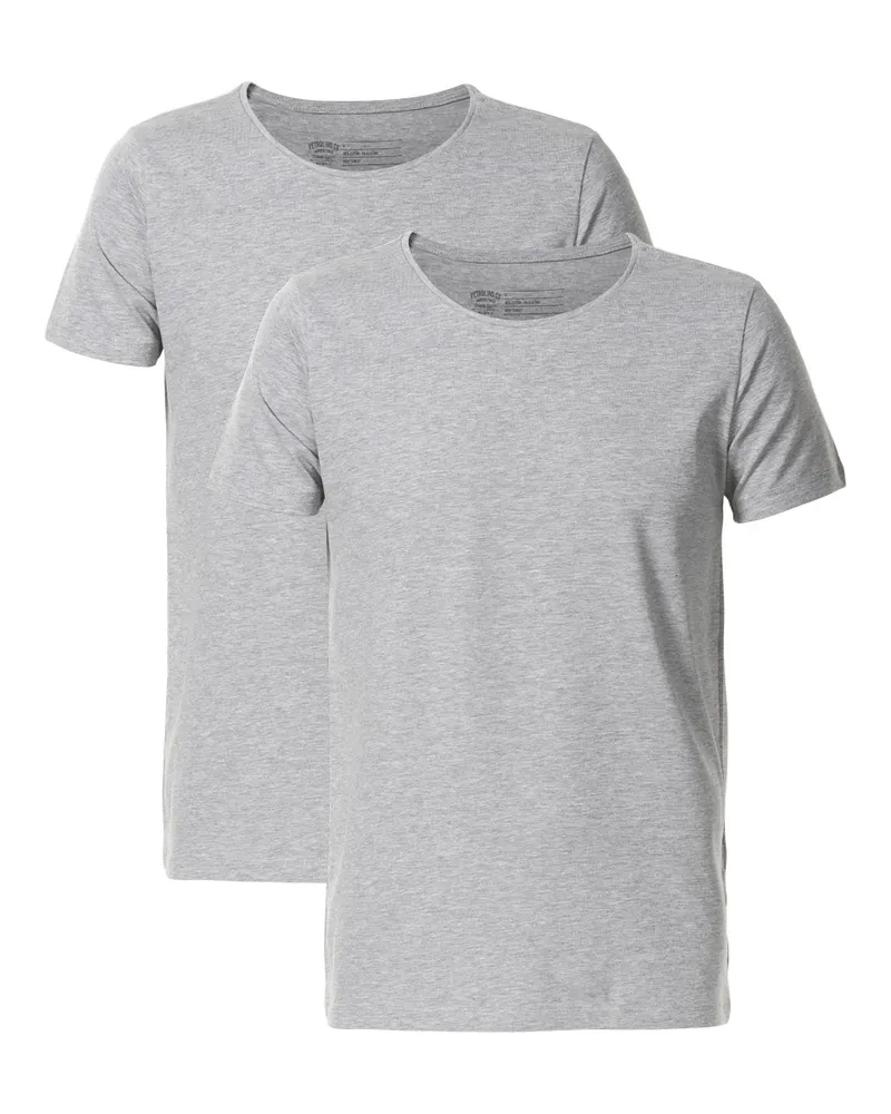 Petrol Industries Lot de 2 t-shirts basiques à col rond Hommes - Gris Grau