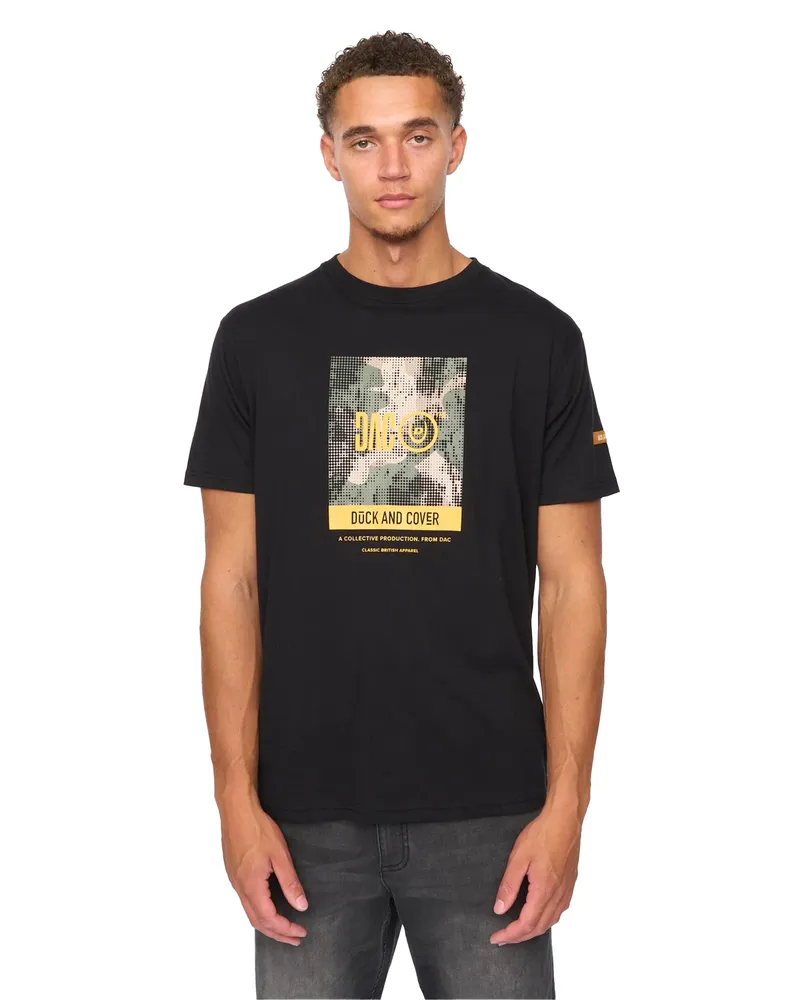 Duck and Cover Camostack" T-Shirt für Herren (Schwarz Schwarz