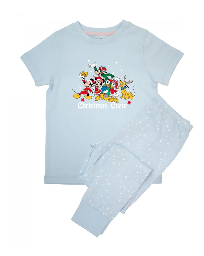 Disney Christmas Crew" Schlafanzug mit langer Hose für Mädchen (Babyblau Hellblau