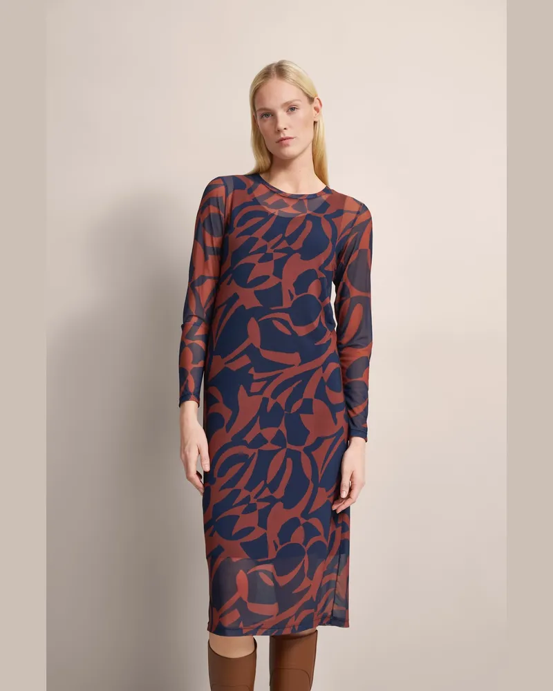 Bugatti Damen Kleid mit Rundhalsausschnitt Marineblau