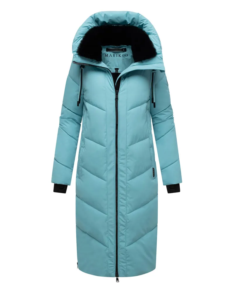 Marikoo Damen Winterjacke Nadaree – lang, warm & mit Kapuze Himmelblau