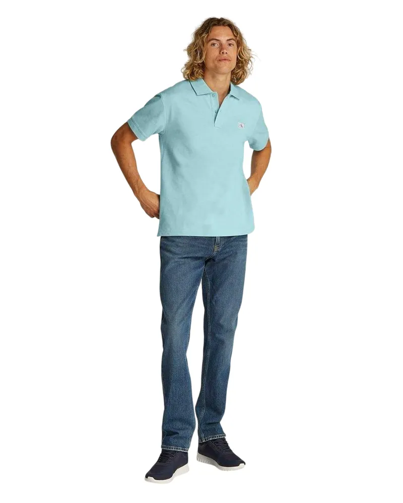 Calvin Klein Poloshirt für Herren, Regulär, kurzärmlig (Frische Minze Weiß