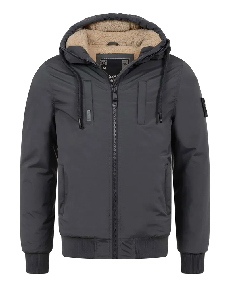 Alessandro Salvarini Herren Winterjacke AS-431 – Warm, Mit Teddyfellfutter & Kapuze Grau