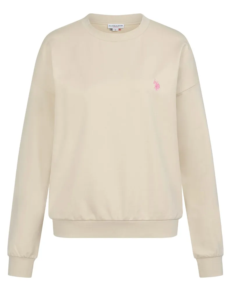 U.S. Polo Assn.  Damen Sweatshirt Pullover aus Baumwoll-Stretch Beige