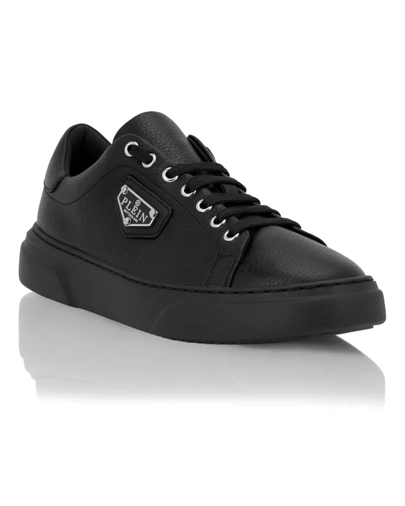 Philipp Plein Leather Lo-Top Sneakers Iconic Plein Schwarz