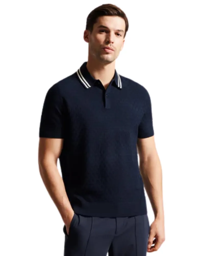 Ted Baker Genähtes Herren-Poloshirt, Modell MAHANA - Marineblau Marineblau