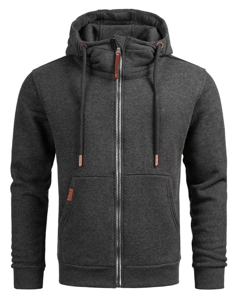Alessandro Salvarini Herren Sweatjacke AS292 mit Kapuze & Reißverschluss Grau