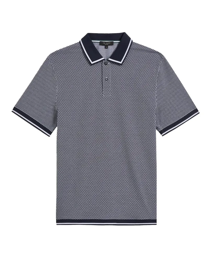 Ted Baker Affric Mens Navy/White Geo Polo Shirt Marineblau