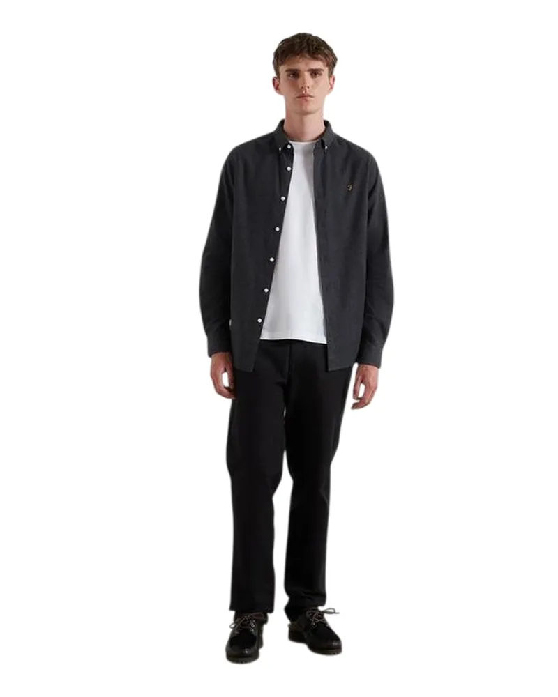 Farah 1920 Milners" Button-Down-Hemd für Herren, Oxford-Stil, Langärmlig (Holzkohle Anthrazit