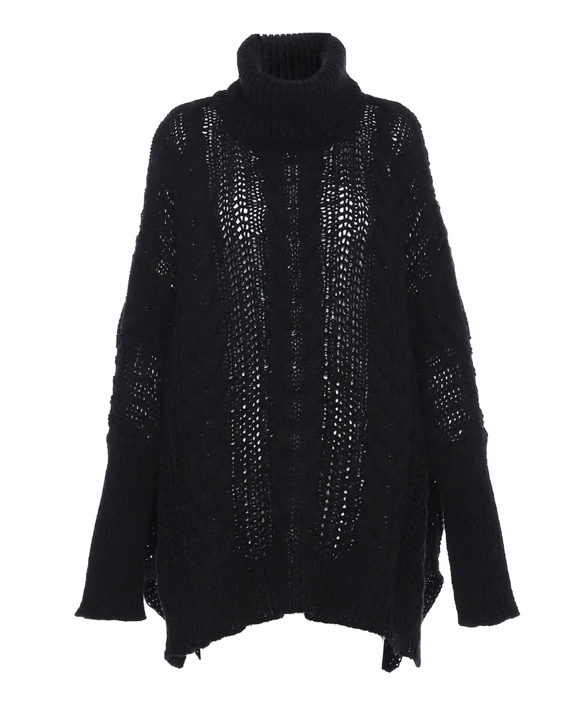 FAINA Rollkragenpullover Damen schwarz Schwarz