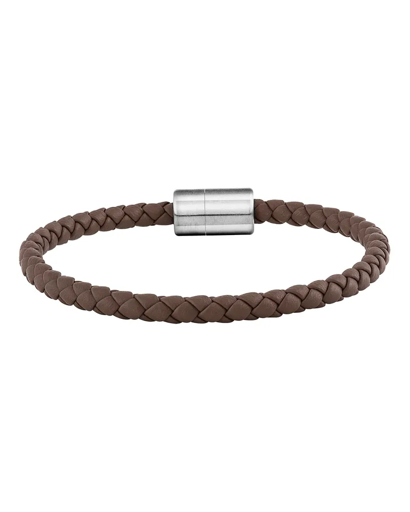 cai Armband Leder olivenblattgegerbt  braun Stahl Braun