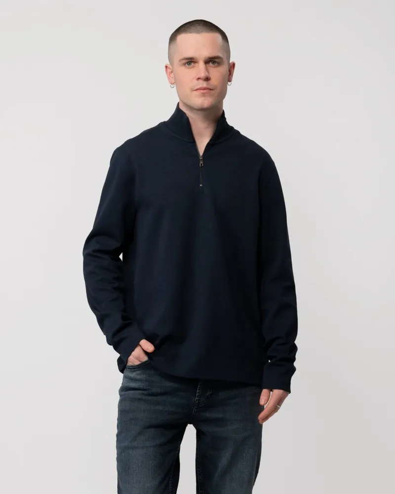 Ted Baker Langarm 1/4 Zip Sweatshirt in Marineblau Marineblau