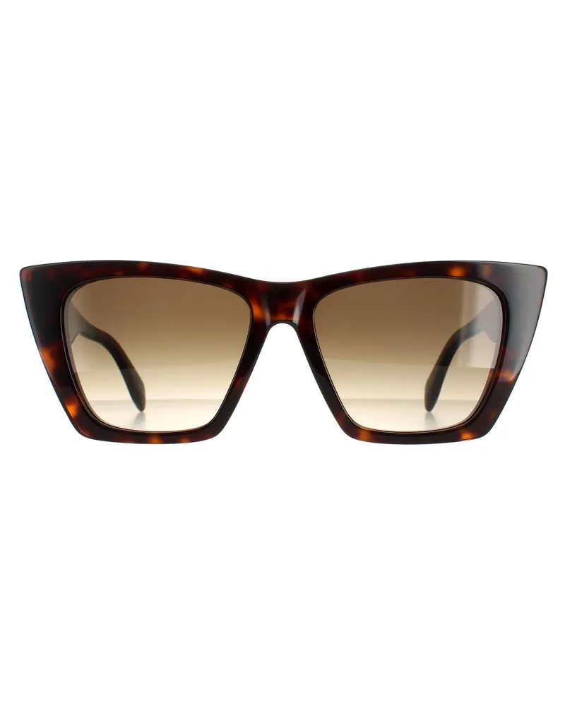 Alexander McQueen Cat Eye Womens Dark Havana Braun Gradient AM0299S Braun