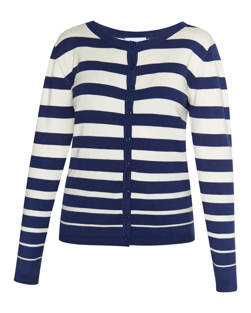 Usha Strickjacke Damen Meereswollweiß Marineblau