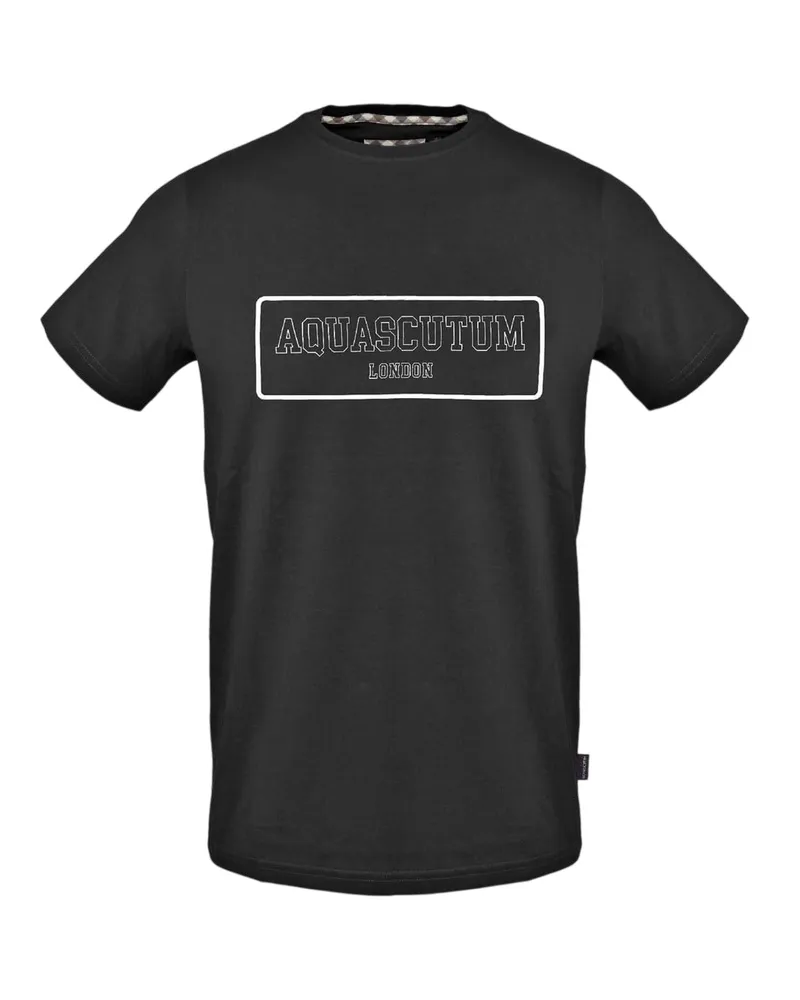 Aquascutum T-Shirt für Herren, Rundhalsausschnitt (Schwarz Schwarz