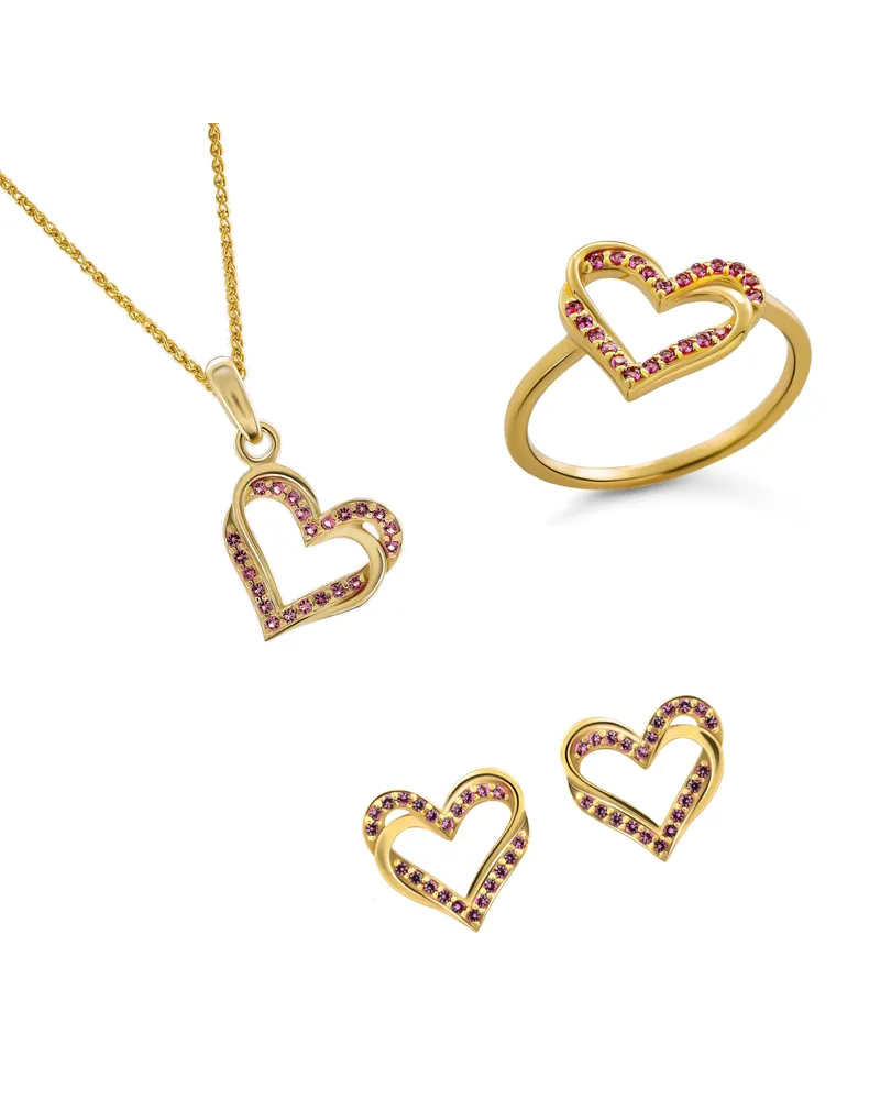 Orphelia Cecilia' Damen 925 Sterling Silber Set: Halskette + Ohrringe + Ring - Gold SET-7584/R Gold