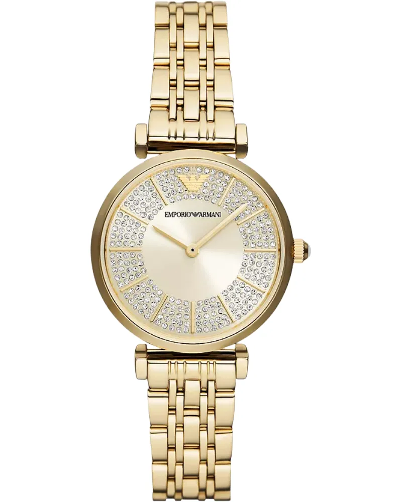 Emporio Armani AR11608 Goldfarbene 32 mm Damenarmbanduhr mit zwei Zeigern aus Edelstahl Gold