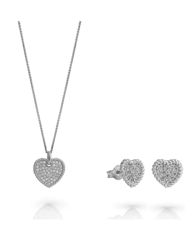 Orphelia Elite' Damen 925 Sterling Silber Set: Halskette + Ohrringe - Silber SET-7566 Silber
