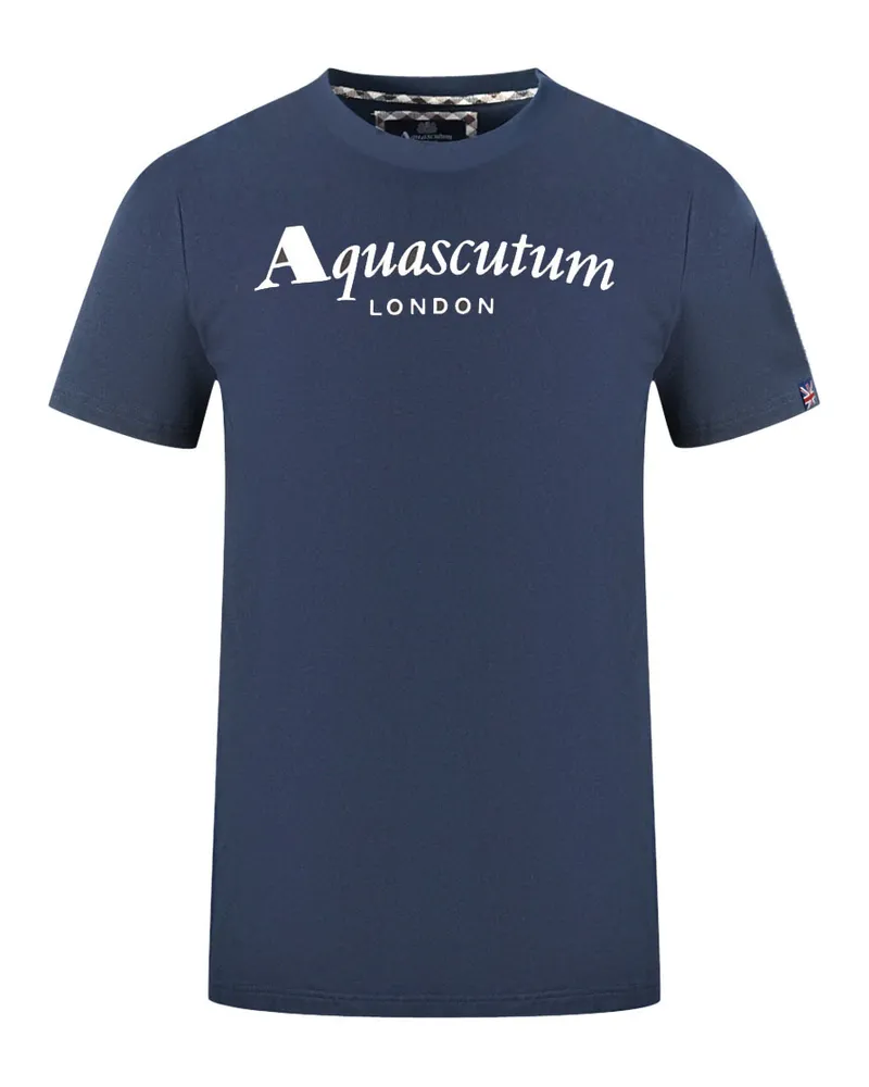 Aquascutum London Markenlogo Marineblau T-Shirt Blau