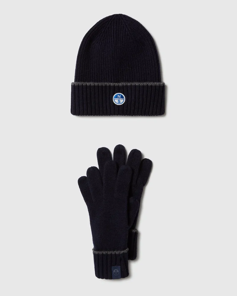 North Sails Accessoire-Geschenkset Mütze und Handschuh Marineblau