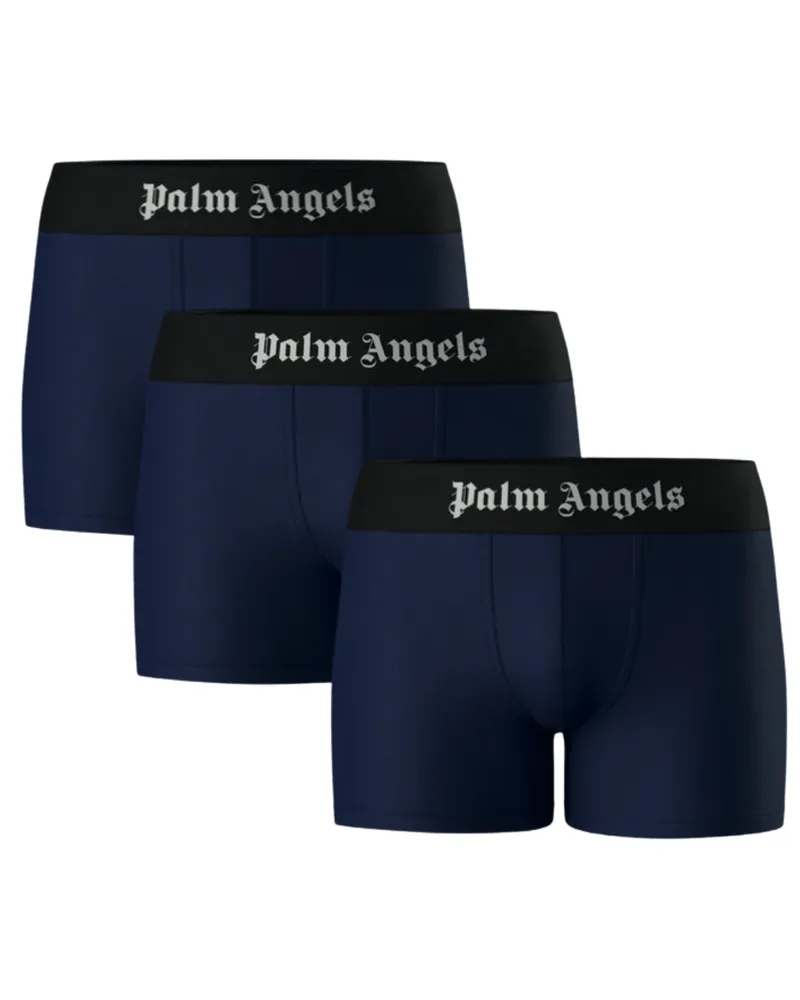 Palm Angels Tri-pack Marineblaue Kurze Boxershorts Marineblau