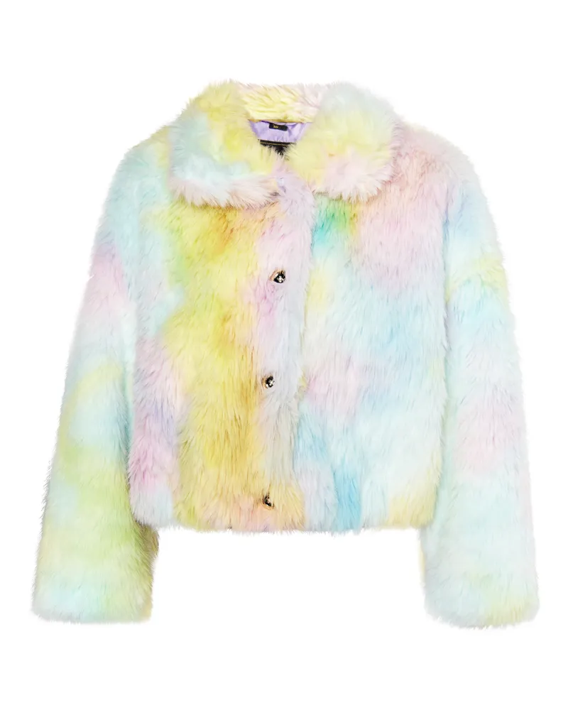 FAINA Faux Fur Blouson Damen Regenbogen Mehrfarbig