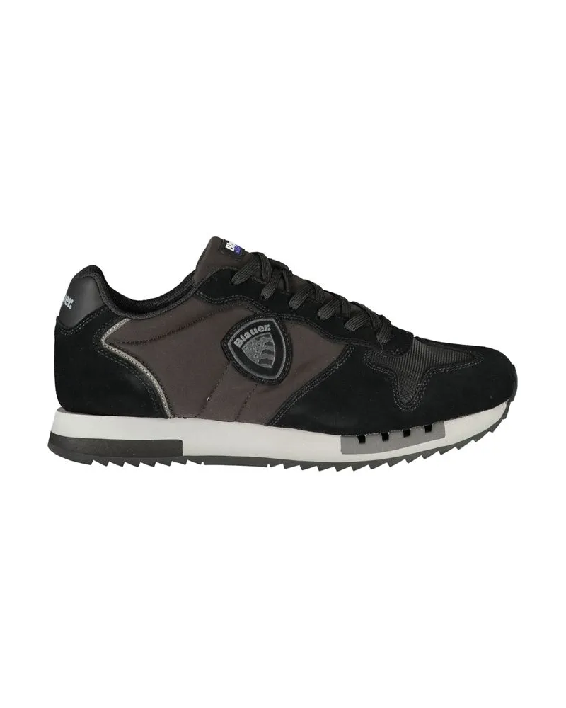 Blauer Schwarzer Polyurethan Herren Sneaker Schwarz