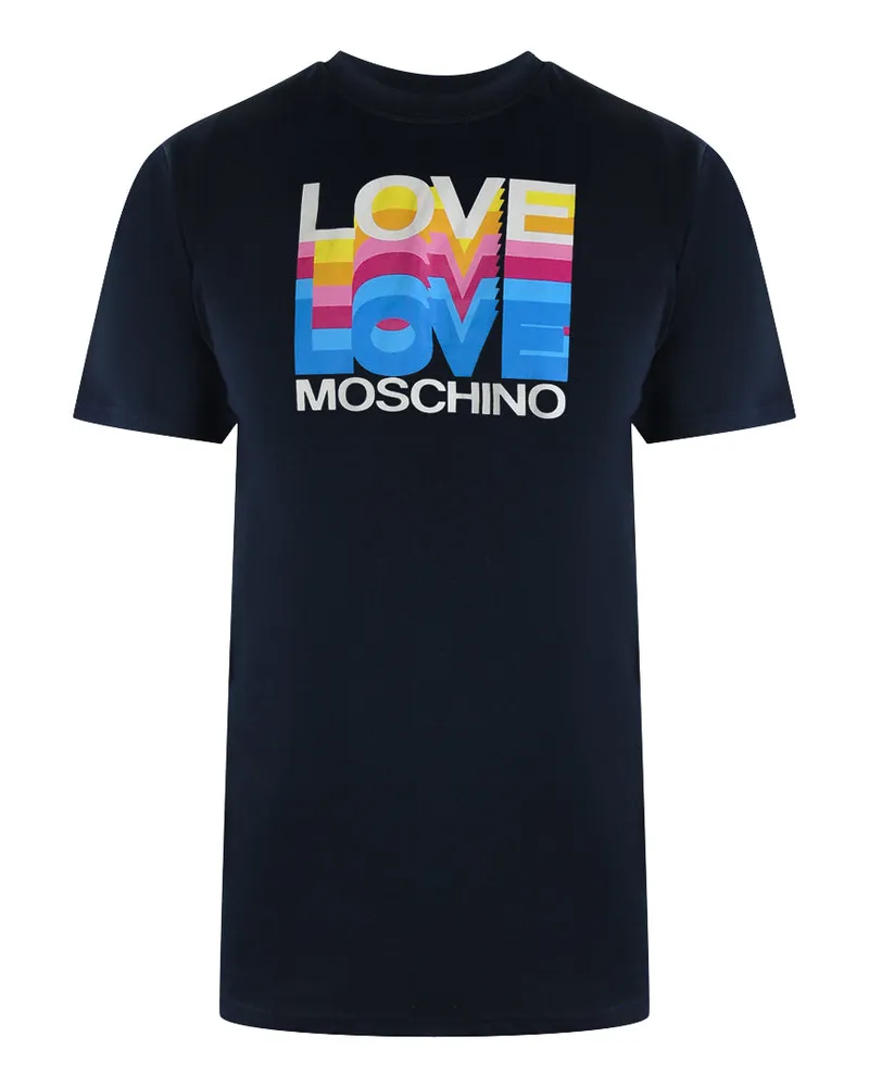 Moschino Love  Marineblaues T-shirt Größe L Mit Buntem Love-logo Marineblau