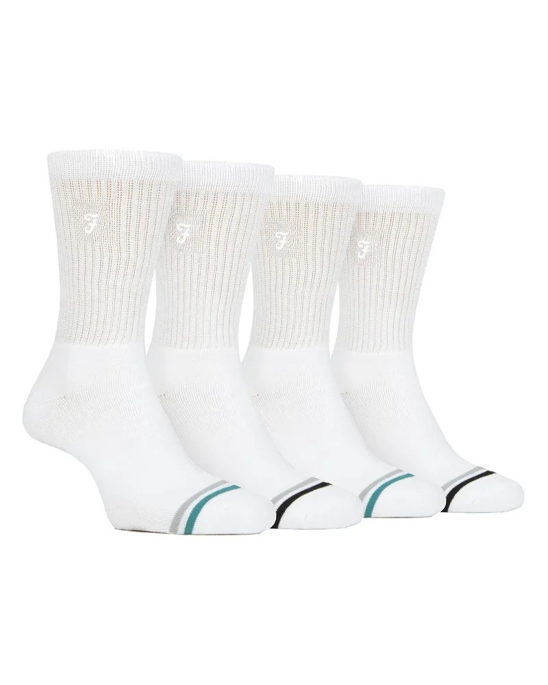 Farah 1920 Herren Bambus-Sport-Socken in Schwarz & Weiß |  | 4er-Pack | Diabetiker-freundliche Sport-Socken mit glatter Zehennaht & lockerem Oberteil | Tennis Gym Running Socken - Weiß Weiß