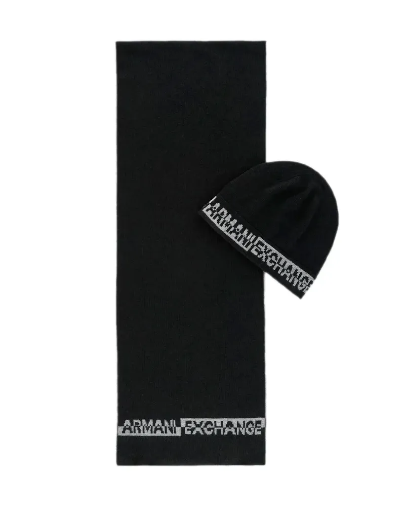 Armani Exchange Herren-Signaturschal Schwarz