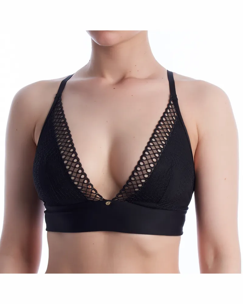 HUGO BOSS Damen Eyelet Bralette mit Spitze 50540428 Schwarz