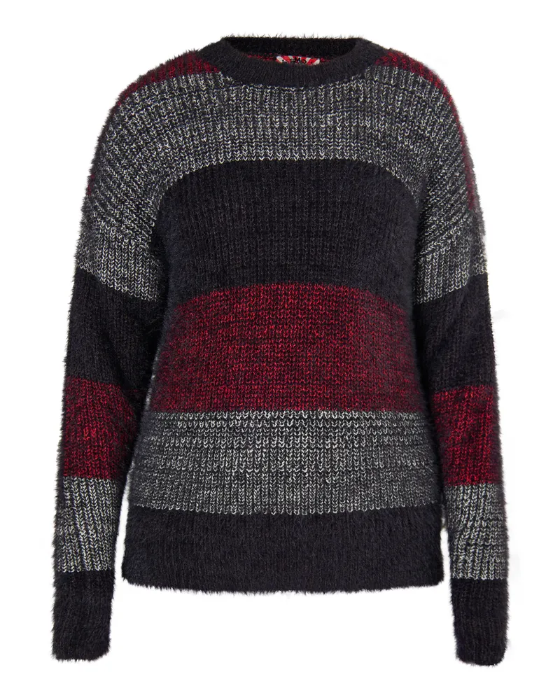 My Mo Strickpullover Damen Schwarz Mehrfarbig Schwarz