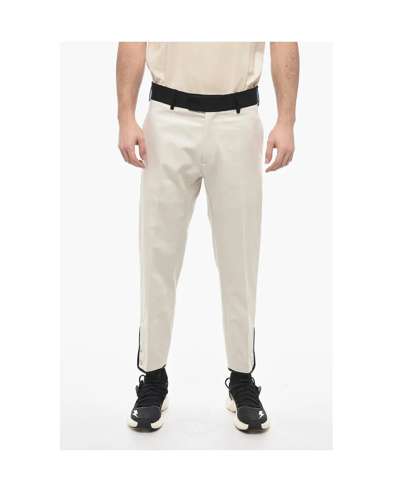 Neil Barrett Slim Fit-Hose TOM aus Baumwolltwill mit kontrastierendem Bund in Beige Beige
