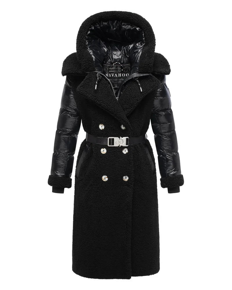 NAVAHOO Teddymantel Kuscheltraum mit 2‑in‑1 Stepp-Innenteil - Schwarz Schwarz