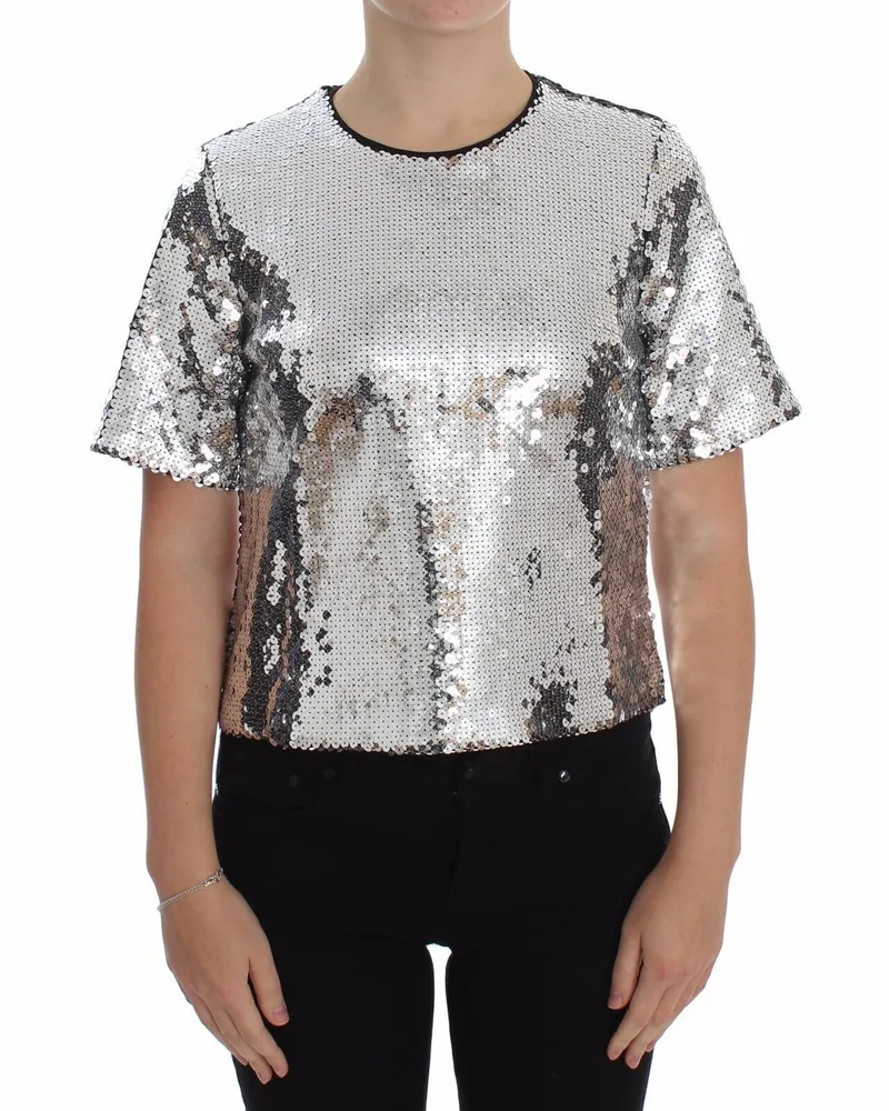 Dolce & Gabbana Dolce Gabbana Pailletten-Top Silber Silber
