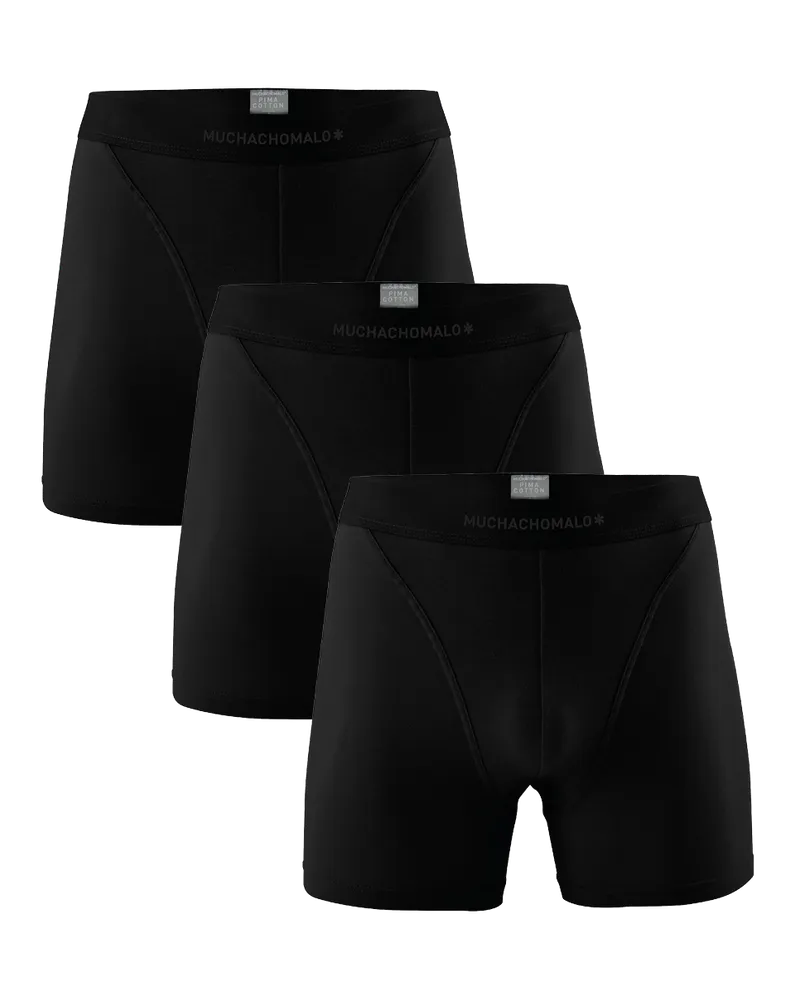 Muchachomalo Herren Pima Baumwolle Boxer Shorts - 3er Pack - Herren Unterwäsche Schwarz